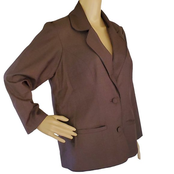 S. Salvatore Chocolate Brown Women's M Blazer Jacket Buttons Pockets - Picture 5 of 12